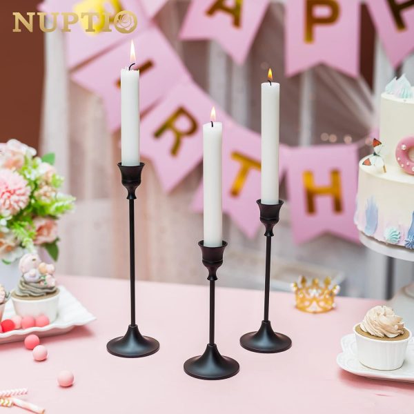 Candlestick Holders Taper Candle Holders, Set of 3 Candle Stick Holders Set, Brass Gold Candlestick Holder Set, Vintage Modern Decorative Centerpiece for Table Mantel Wedding Housewarming Gift - Image 9