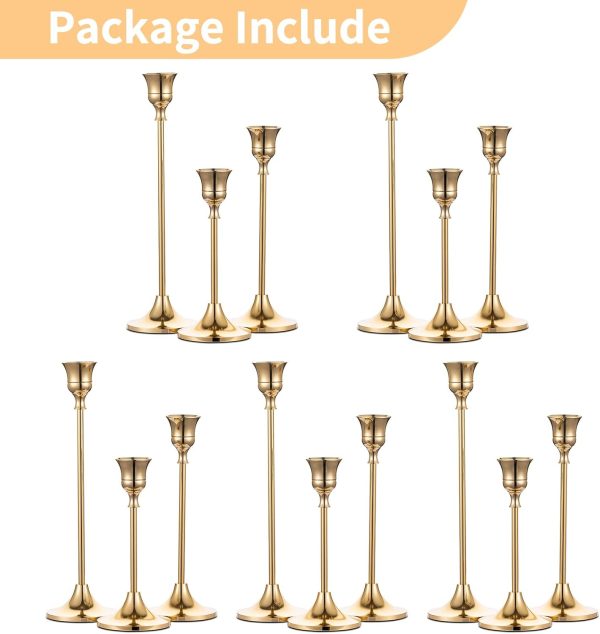 Candlestick Holders Taper Candle Holders, Set of 3 Candle Stick Holders Set, Brass Gold Candlestick Holder Set, Vintage Modern Decorative Centerpiece for Table Mantel Wedding Housewarming Gift - Image 16