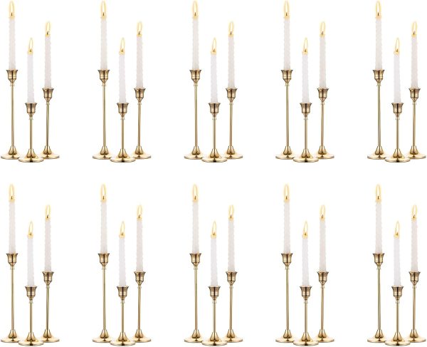 Candlestick Holders Taper Candle Holders, Set of 3 Candle Stick Holders Set, Brass Gold Candlestick Holder Set, Vintage Modern Decorative Centerpiece for Table Mantel Wedding Housewarming Gift - Image 20