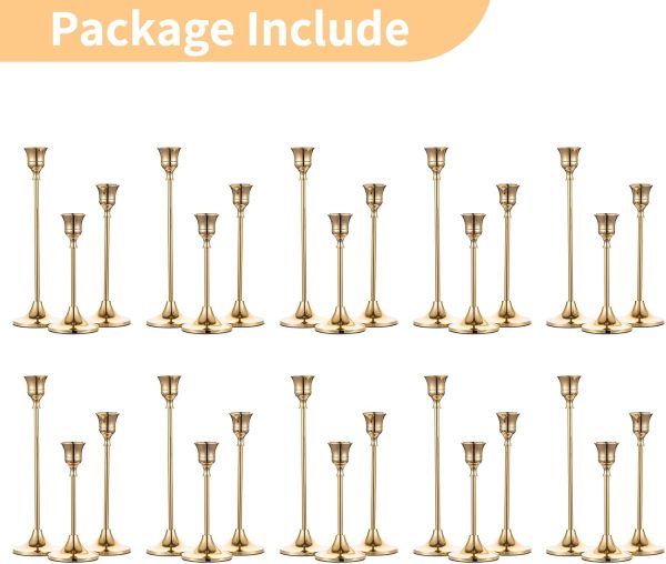 Candlestick Holders Taper Candle Holders, Set of 3 Candle Stick Holders Set, Brass Gold Candlestick Holder Set, Vintage Modern Decorative Centerpiece for Table Mantel Wedding Housewarming Gift - Image 21