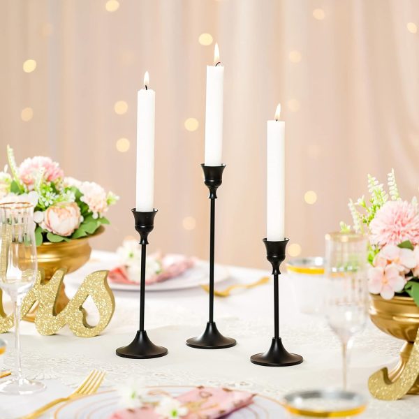Candlestick Holders Taper Candle Holders, Set of 3 Candle Stick Holders Set, Brass Gold Candlestick Holder Set, Vintage Modern Decorative Centerpiece for Table Mantel Wedding Housewarming Gift - Image 25
