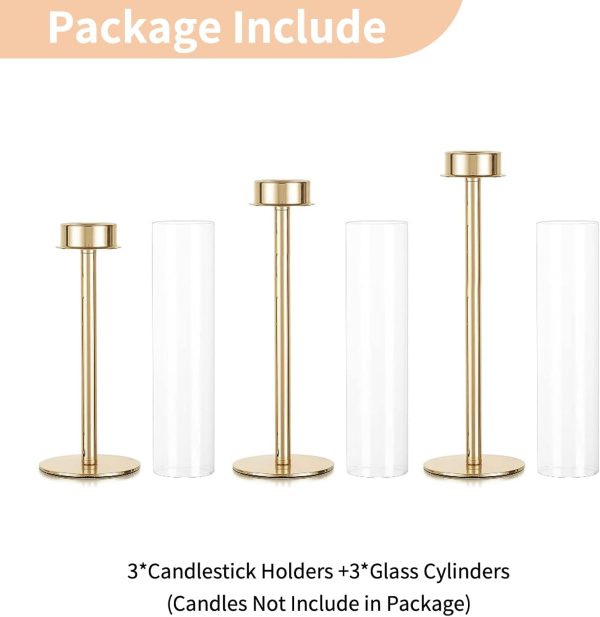 Nuptio Glass Hurricane Candle Holder for Taper Candles 6 Pcs Candlestick Holders Long Stem Candle Holders for Tabletop Centerpiece Home Wedding Decor Cylinder Candle Stand Windproof 14" 16" 18" - Image 14