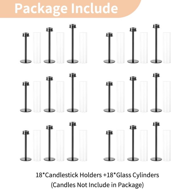 Nuptio Glass Hurricane Candle Holder for Taper Candles 6 Pcs Candlestick Holders Long Stem Candle Holders for Tabletop Centerpiece Home Wedding Decor Cylinder Candle Stand Windproof 14" 16" 18" - Image 21