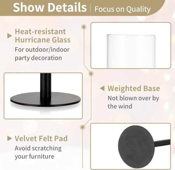 Nuptio Glass Hurricane Candle Holder for Taper Candles 6 Pcs Candlestick Holders Long Stem Candle Holders for Tabletop Centerpiece Home Wedding Decor Cylinder Candle Stand Windproof 14" 16" 18" - Image 31