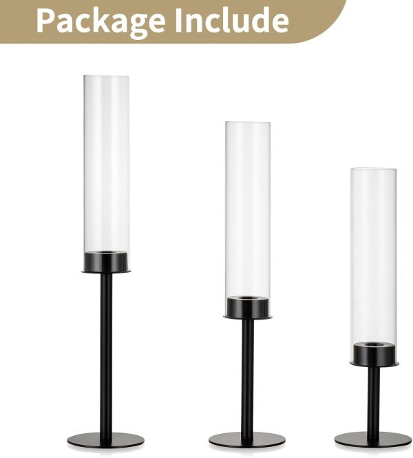 Nuptio Glass Hurricane Candle Holder for Taper Candles 6 Pcs Candlestick Holders Long Stem Candle Holders for Tabletop Centerpiece Home Wedding Decor Cylinder Candle Stand Windproof 14" 16" 18" - Image 32