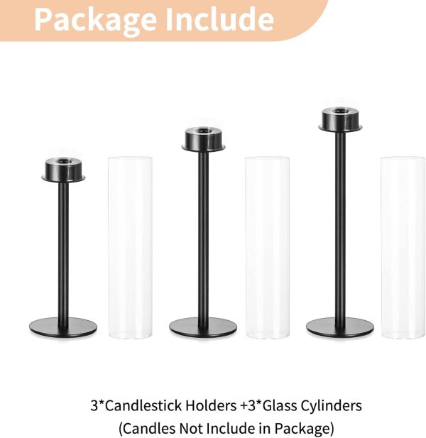 Nuptio Glass Hurricane Candle Holder for Taper Candles 6 Pcs Candlestick Holders Long Stem Candle Holders for Tabletop Centerpiece Home Wedding Decor Cylinder Candle Stand Windproof 14" 16" 18" - Image 34