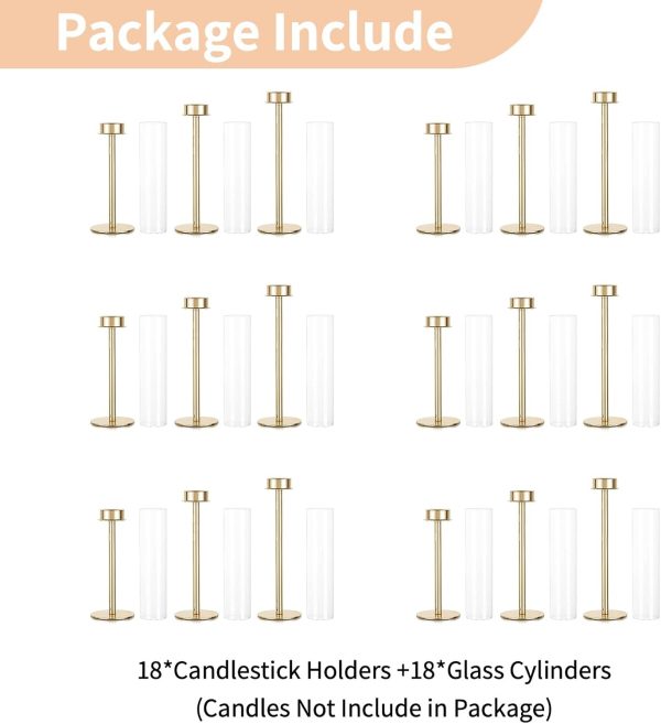 Nuptio Glass Hurricane Candle Holder for Taper Candles 6 Pcs Candlestick Holders Long Stem Candle Holders for Tabletop Centerpiece Home Wedding Decor Cylinder Candle Stand Windproof 14" 16" 18" - Image 36