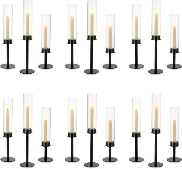 Nuptio Glass Hurricane Candle Holder for Taper Candles 6 Pcs Candlestick Holders Long Stem Candle Holders for Tabletop Centerpiece Home Wedding Decor Cylinder Candle Stand Windproof 14" 16" 18" - Image 39
