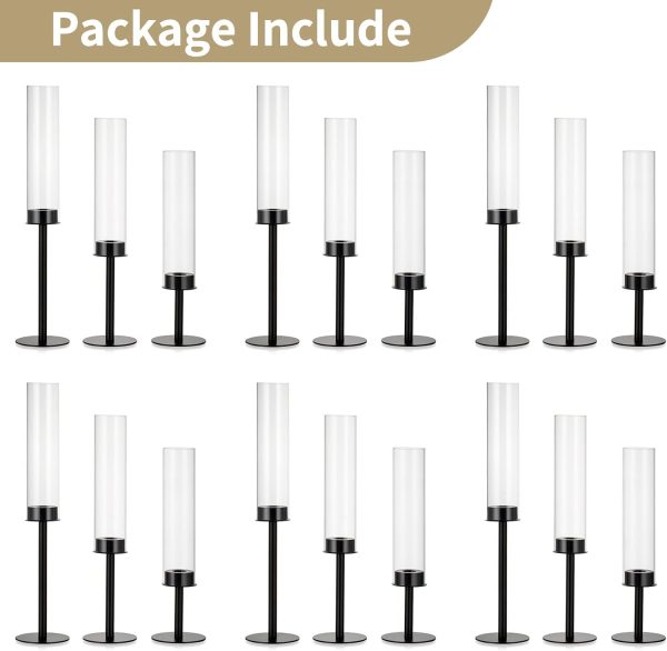 Nuptio Glass Hurricane Candle Holder for Taper Candles 6 Pcs Candlestick Holders Long Stem Candle Holders for Tabletop Centerpiece Home Wedding Decor Cylinder Candle Stand Windproof 14" 16" 18" - Image 40