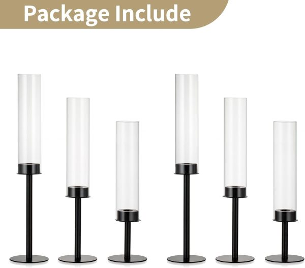 Nuptio Glass Hurricane Candle Holder for Taper Candles 6 Pcs Candlestick Holders Long Stem Candle Holders for Tabletop Centerpiece Home Wedding Decor Cylinder Candle Stand Windproof 14" 16" 18" - Image 42