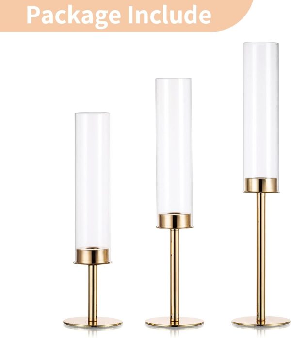 Nuptio Glass Hurricane Candle Holder for Taper Candles 6 Pcs Candlestick Holders Long Stem Candle Holders for Tabletop Centerpiece Home Wedding Decor Cylinder Candle Stand Windproof 14" 16" 18" - Image 44