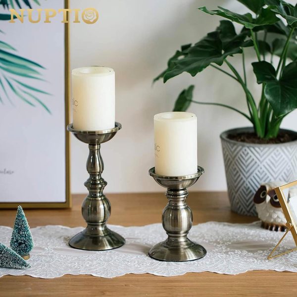 2 Pcs Gold Pillar Candle Holders, Gold Candlestick Most Ideal for 3" Pillar Candles, Gifts for Wedding, Party, Home, Spa, Reiki, Votive Candle (S + L) - Image 9