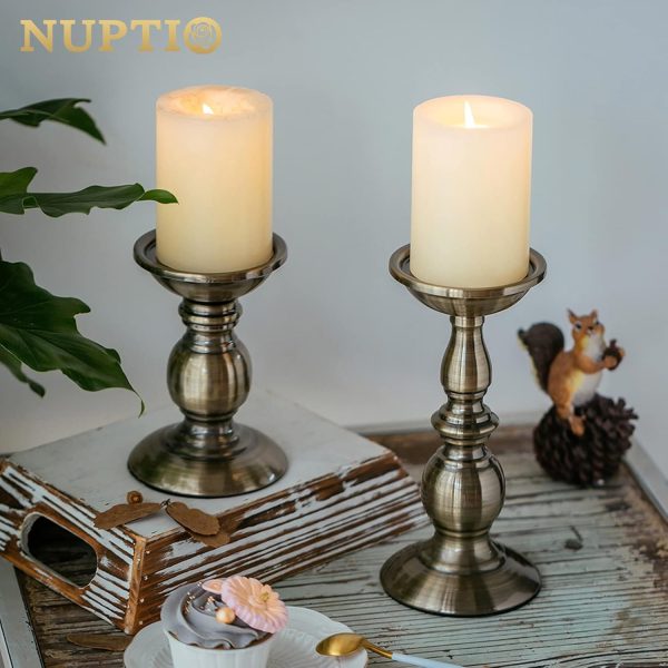 2 Pcs Gold Pillar Candle Holders, Gold Candlestick Most Ideal for 3" Pillar Candles, Gifts for Wedding, Party, Home, Spa, Reiki, Votive Candle (S + L) - Image 12