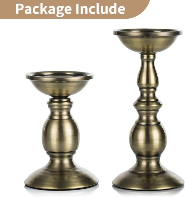 2 Pcs Gold Pillar Candle Holders, Gold Candlestick Most Ideal for 3" Pillar Candles, Gifts for Wedding, Party, Home, Spa, Reiki, Votive Candle (S + L) - Image 14