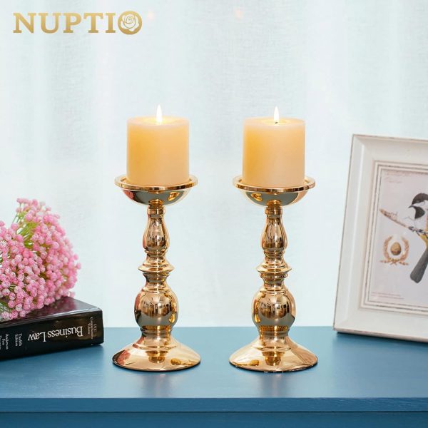 2 Pcs Gold Pillar Candle Holders, Gold Candlestick Most Ideal for 3" Pillar Candles, Gifts for Wedding, Party, Home, Spa, Reiki, Votive Candle (S + L) - Image 16