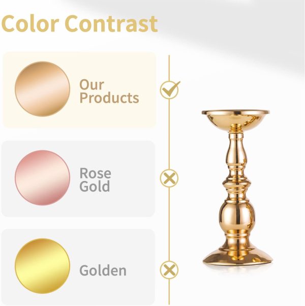 2 Pcs Gold Pillar Candle Holders, Gold Candlestick Most Ideal for 3" Pillar Candles, Gifts for Wedding, Party, Home, Spa, Reiki, Votive Candle (S + L) - Image 17
