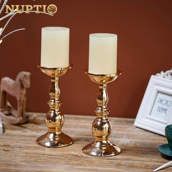 2 Pcs Gold Pillar Candle Holders, Gold Candlestick Most Ideal for 3" Pillar Candles, Gifts for Wedding, Party, Home, Spa, Reiki, Votive Candle (S + L) - Image 18