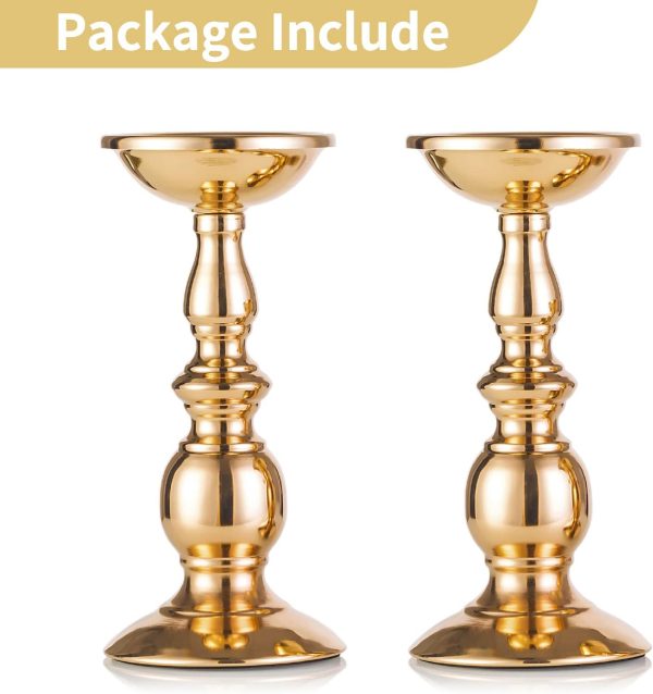 2 Pcs Gold Pillar Candle Holders, Gold Candlestick Most Ideal for 3" Pillar Candles, Gifts for Wedding, Party, Home, Spa, Reiki, Votive Candle (S + L) - Image 21
