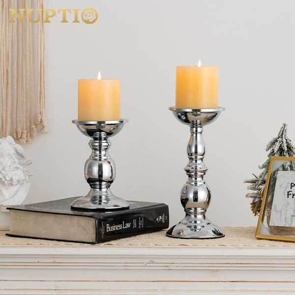 2 Pcs Gold Pillar Candle Holders, Gold Candlestick Most Ideal for 3" Pillar Candles, Gifts for Wedding, Party, Home, Spa, Reiki, Votive Candle (S + L) - Image 23