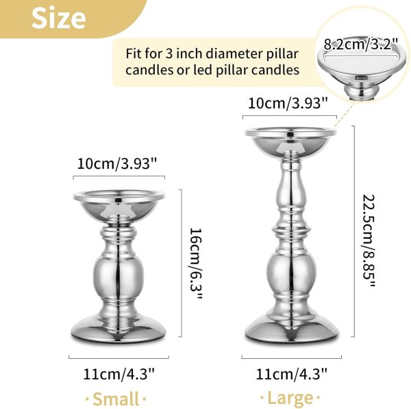 2 Pcs Gold Pillar Candle Holders, Gold Candlestick Most Ideal for 3" Pillar Candles, Gifts for Wedding, Party, Home, Spa, Reiki, Votive Candle (S + L) - Image 24