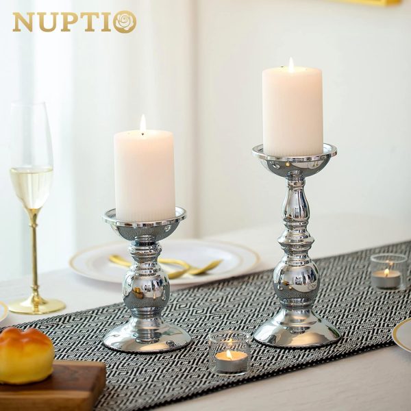2 Pcs Gold Pillar Candle Holders, Gold Candlestick Most Ideal for 3" Pillar Candles, Gifts for Wedding, Party, Home, Spa, Reiki, Votive Candle (S + L) - Image 25