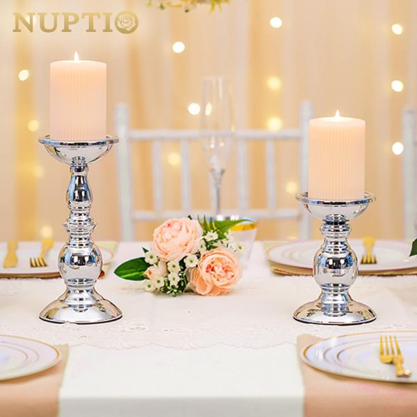 2 Pcs Gold Pillar Candle Holders, Gold Candlestick Most Ideal for 3" Pillar Candles, Gifts for Wedding, Party, Home, Spa, Reiki, Votive Candle (S + L) - Image 26