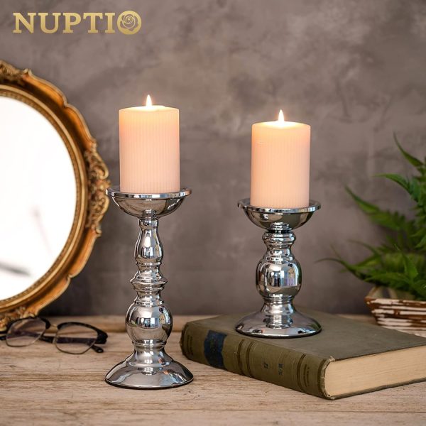 2 Pcs Gold Pillar Candle Holders, Gold Candlestick Most Ideal for 3" Pillar Candles, Gifts for Wedding, Party, Home, Spa, Reiki, Votive Candle (S + L) - Image 27