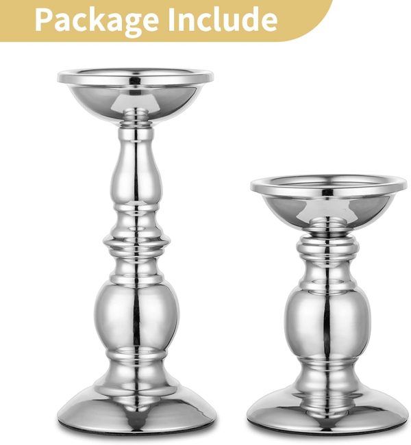 2 Pcs Gold Pillar Candle Holders, Gold Candlestick Most Ideal for 3" Pillar Candles, Gifts for Wedding, Party, Home, Spa, Reiki, Votive Candle (S + L) - Image 28