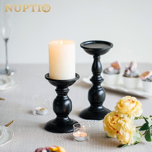 2 Pcs Gold Pillar Candle Holders, Gold Candlestick Most Ideal for 3" Pillar Candles, Gifts for Wedding, Party, Home, Spa, Reiki, Votive Candle (S + L) - Image 30