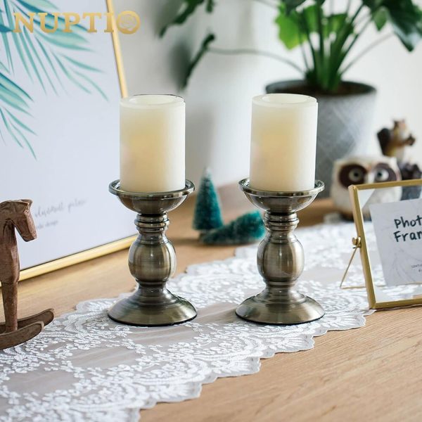 2 Pcs Gold Pillar Candle Holders, Gold Candlestick Most Ideal for 3" Pillar Candles, Gifts for Wedding, Party, Home, Spa, Reiki, Votive Candle (S + L) - Image 39