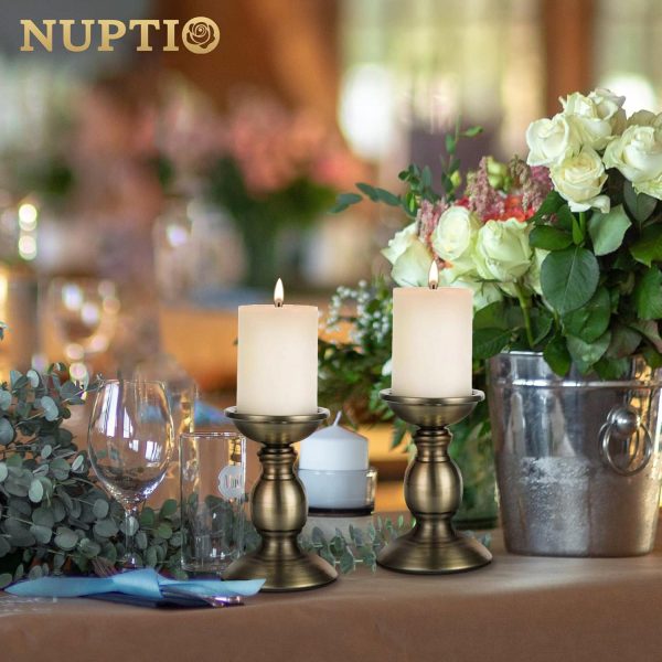 2 Pcs Gold Pillar Candle Holders, Gold Candlestick Most Ideal for 3" Pillar Candles, Gifts for Wedding, Party, Home, Spa, Reiki, Votive Candle (S + L) - Image 41