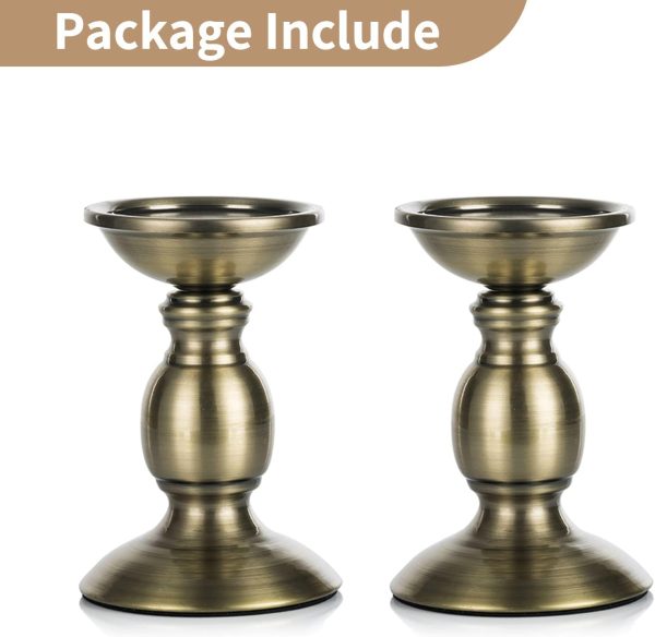 2 Pcs Gold Pillar Candle Holders, Gold Candlestick Most Ideal for 3" Pillar Candles, Gifts for Wedding, Party, Home, Spa, Reiki, Votive Candle (S + L) - Image 42