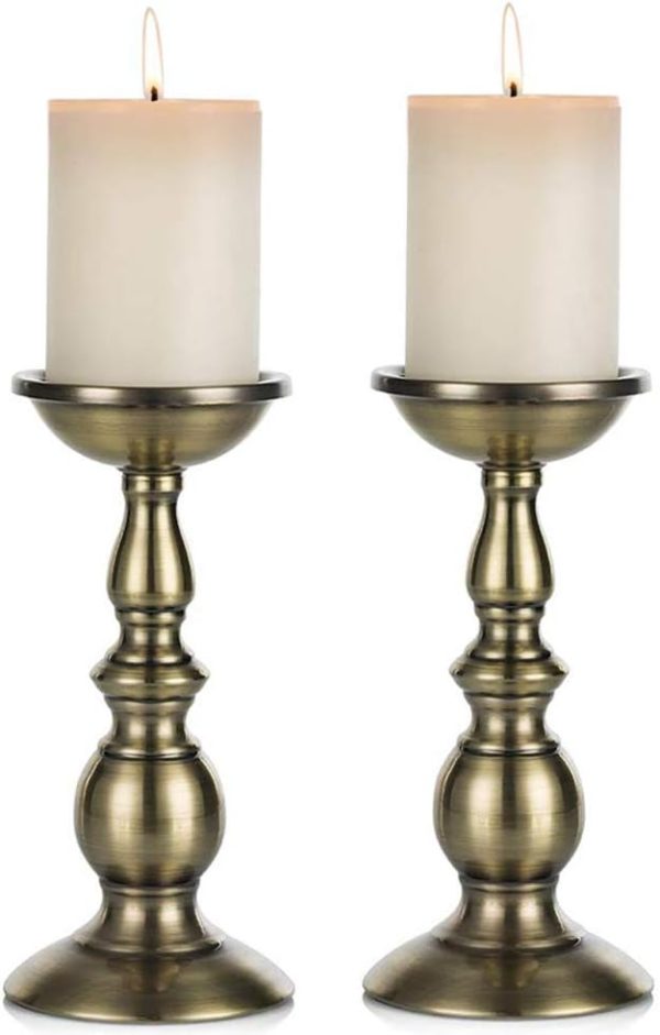 2 Pcs Gold Pillar Candle Holders, Gold Candlestick Most Ideal for 3" Pillar Candles, Gifts for Wedding, Party, Home, Spa, Reiki, Votive Candle (S + L) - Image 43