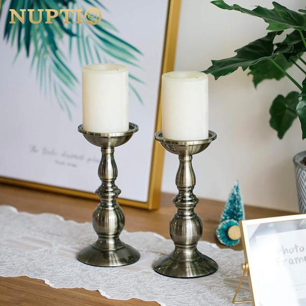 2 Pcs Gold Pillar Candle Holders, Gold Candlestick Most Ideal for 3" Pillar Candles, Gifts for Wedding, Party, Home, Spa, Reiki, Votive Candle (S + L) - Image 44