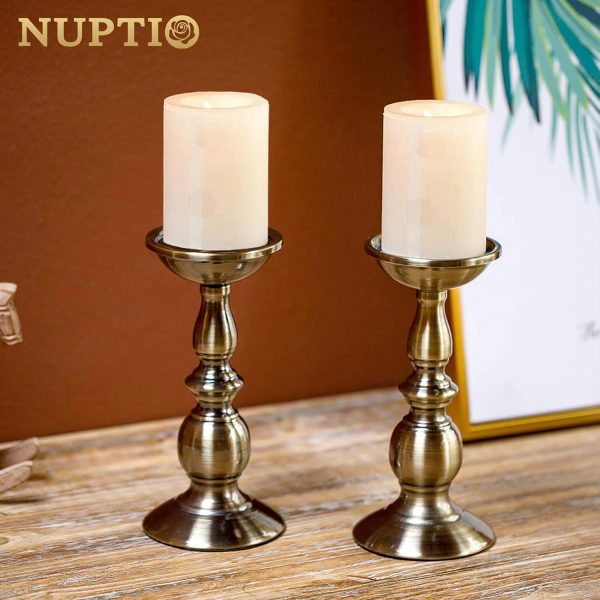 2 Pcs Gold Pillar Candle Holders, Gold Candlestick Most Ideal for 3" Pillar Candles, Gifts for Wedding, Party, Home, Spa, Reiki, Votive Candle (S + L) - Image 46