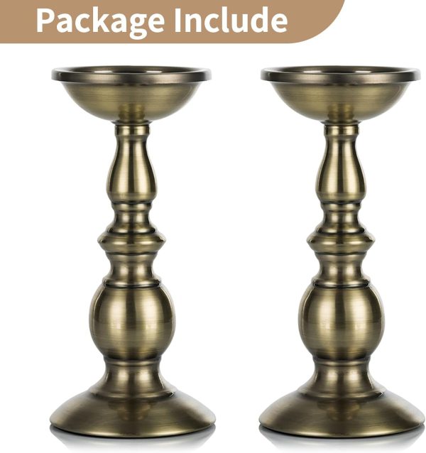 2 Pcs Gold Pillar Candle Holders, Gold Candlestick Most Ideal for 3" Pillar Candles, Gifts for Wedding, Party, Home, Spa, Reiki, Votive Candle (S + L) - Image 49