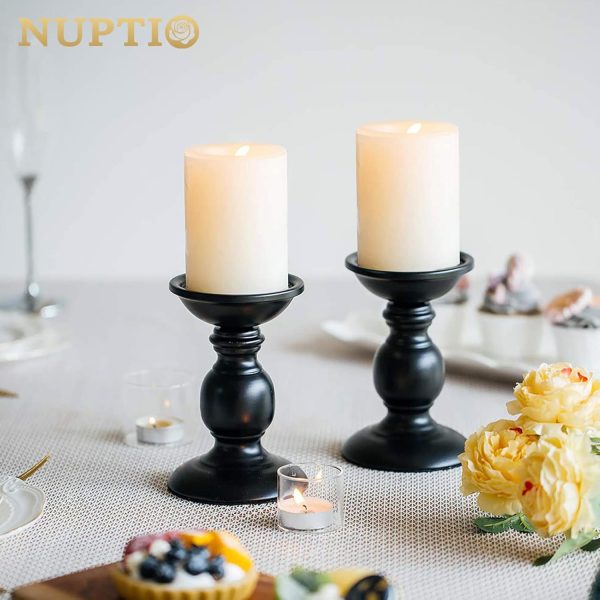 2 Pcs Gold Pillar Candle Holders, Gold Candlestick Most Ideal for 3" Pillar Candles, Gifts for Wedding, Party, Home, Spa, Reiki, Votive Candle (S + L) - Image 51
