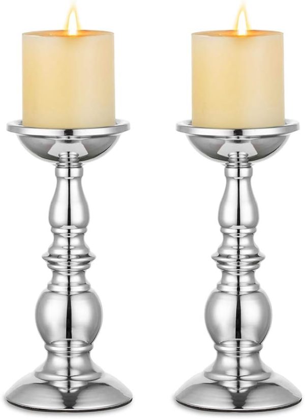 2 Pcs Gold Pillar Candle Holders, Gold Candlestick Most Ideal for 3" Pillar Candles, Gifts for Wedding, Party, Home, Spa, Reiki, Votive Candle (S + L) - Image 57
