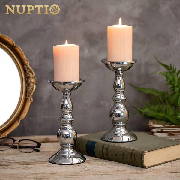 2 Pcs Gold Pillar Candle Holders, Gold Candlestick Most Ideal for 3" Pillar Candles, Gifts for Wedding, Party, Home, Spa, Reiki, Votive Candle (S + L) - Image 58