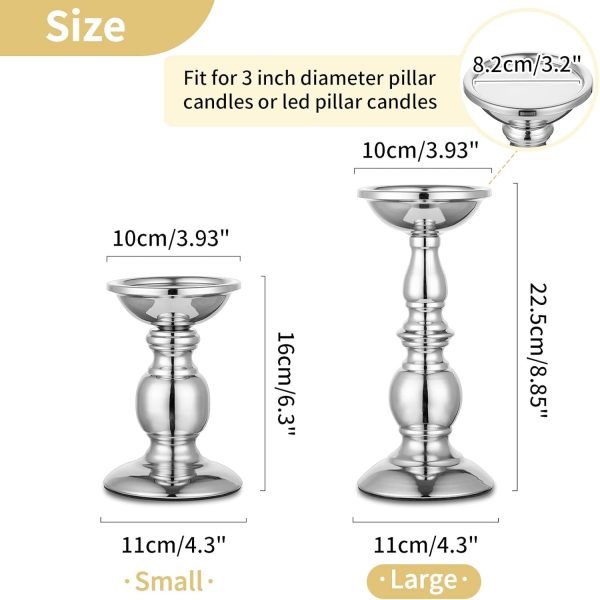 2 Pcs Gold Pillar Candle Holders, Gold Candlestick Most Ideal for 3" Pillar Candles, Gifts for Wedding, Party, Home, Spa, Reiki, Votive Candle (S + L) - Image 59