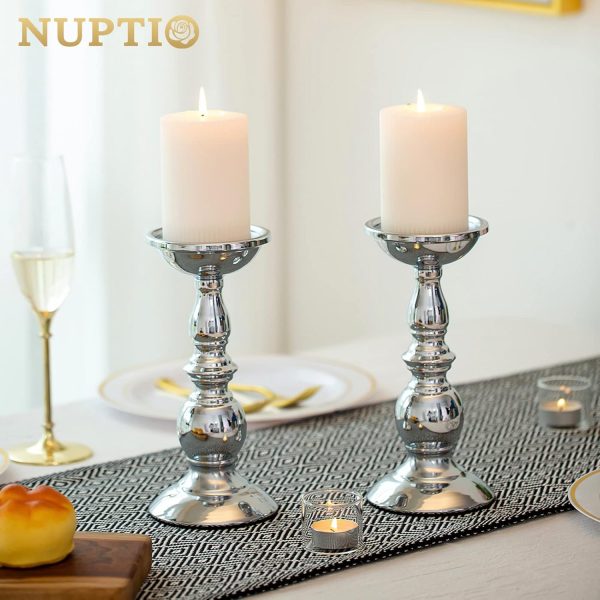 2 Pcs Gold Pillar Candle Holders, Gold Candlestick Most Ideal for 3" Pillar Candles, Gifts for Wedding, Party, Home, Spa, Reiki, Votive Candle (S + L) - Image 60