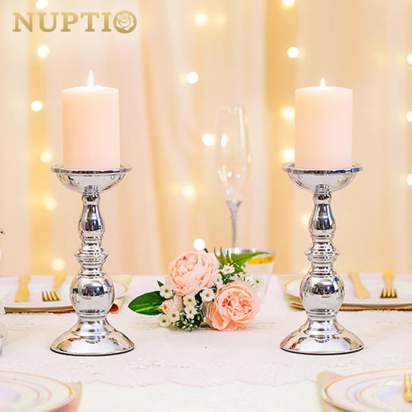 2 Pcs Gold Pillar Candle Holders, Gold Candlestick Most Ideal for 3" Pillar Candles, Gifts for Wedding, Party, Home, Spa, Reiki, Votive Candle (S + L) - Image 61