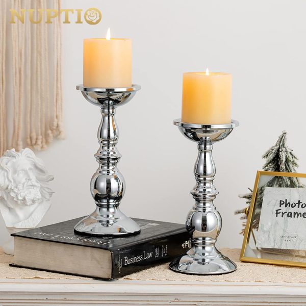 2 Pcs Gold Pillar Candle Holders, Gold Candlestick Most Ideal for 3" Pillar Candles, Gifts for Wedding, Party, Home, Spa, Reiki, Votive Candle (S + L) - Image 62