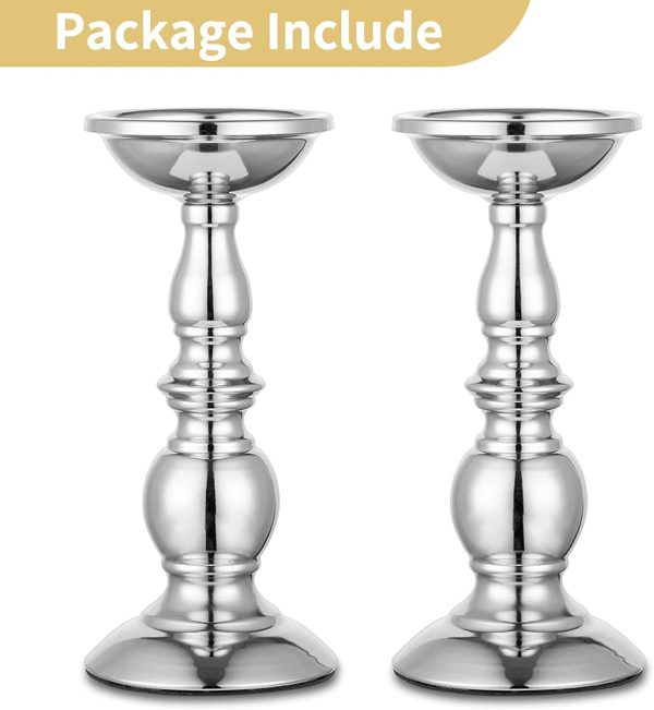 2 Pcs Gold Pillar Candle Holders, Gold Candlestick Most Ideal for 3" Pillar Candles, Gifts for Wedding, Party, Home, Spa, Reiki, Votive Candle (S + L) - Image 63