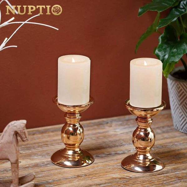2 Pcs Gold Pillar Candle Holders, Gold Candlestick Most Ideal for 3" Pillar Candles, Gifts for Wedding, Party, Home, Spa, Reiki, Votive Candle (S + L) - Image 68
