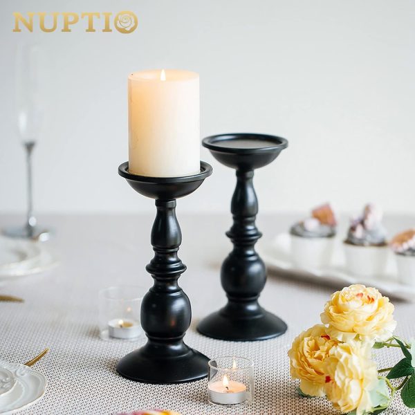 2 Pcs Gold Pillar Candle Holders, Gold Candlestick Most Ideal for 3" Pillar Candles, Gifts for Wedding, Party, Home, Spa, Reiki, Votive Candle (S + L) - Image 72