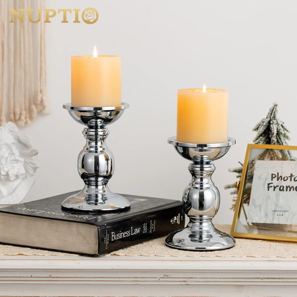 2 Pcs Gold Pillar Candle Holders, Gold Candlestick Most Ideal for 3" Pillar Candles, Gifts for Wedding, Party, Home, Spa, Reiki, Votive Candle (S + L) - Image 79
