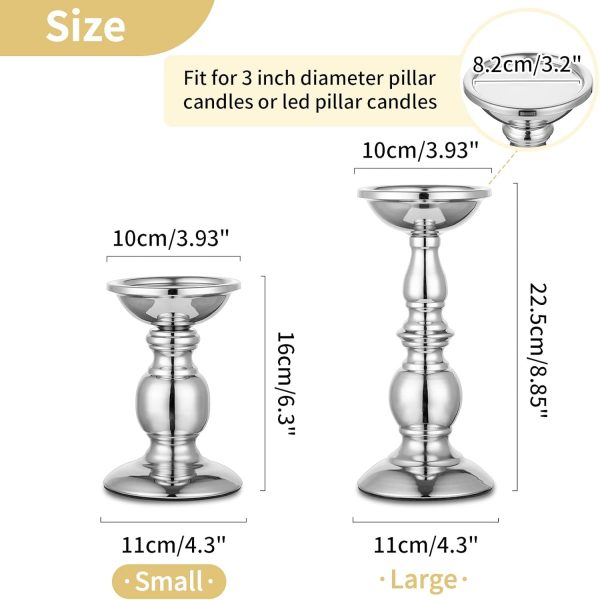 2 Pcs Gold Pillar Candle Holders, Gold Candlestick Most Ideal for 3" Pillar Candles, Gifts for Wedding, Party, Home, Spa, Reiki, Votive Candle (S + L) - Image 80