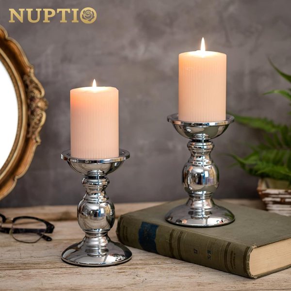 2 Pcs Gold Pillar Candle Holders, Gold Candlestick Most Ideal for 3" Pillar Candles, Gifts for Wedding, Party, Home, Spa, Reiki, Votive Candle (S + L) - Image 82
