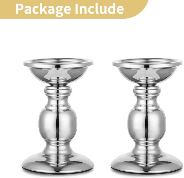 2 Pcs Gold Pillar Candle Holders, Gold Candlestick Most Ideal for 3" Pillar Candles, Gifts for Wedding, Party, Home, Spa, Reiki, Votive Candle (S + L) - Image 84